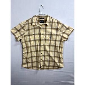 Carhartt Rugged Flex Shirt Men's 2XL Brown Yellow Plaid Relaxed Fit Button-Up